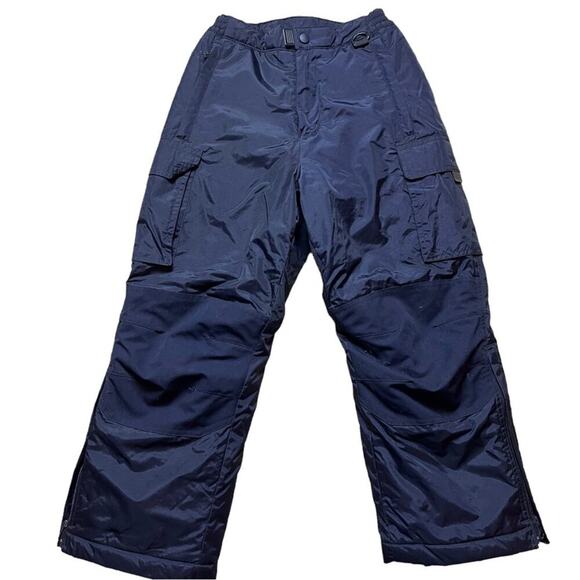 LANDS’ END Ski Snowboarding Pants Kids Size 8 Dark Blue Nylon Waterproof Warm - Picture 1 of 7